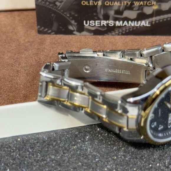 OLEVS Women’s Quartz Watch Black Dial Two-Tone Stainless Steel Date Day 5567L - Picture 10 of 12